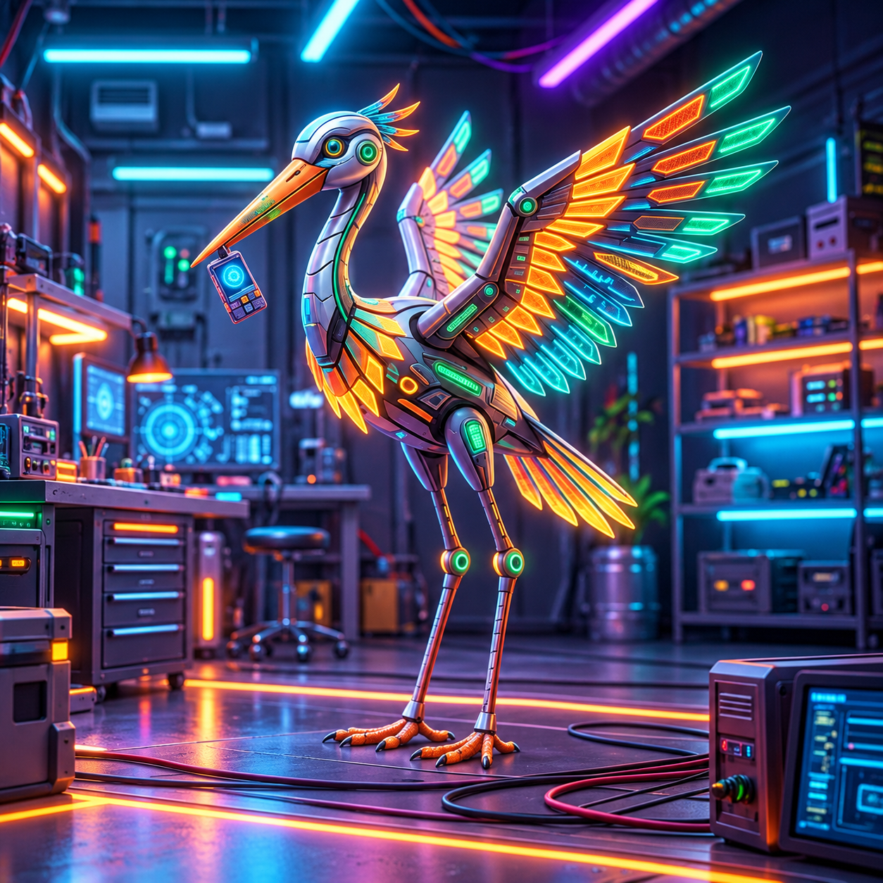 Stork character from the original Wings of Ash concept collection
